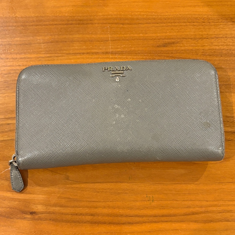 Prada Slate Gray Saffiano Wallet